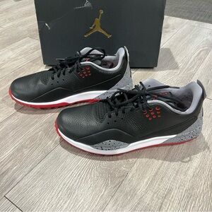 Nike Air Jordan ADG 3 Men's Golf Shoes Black Fire Red Cement Grey Cleats Size 10